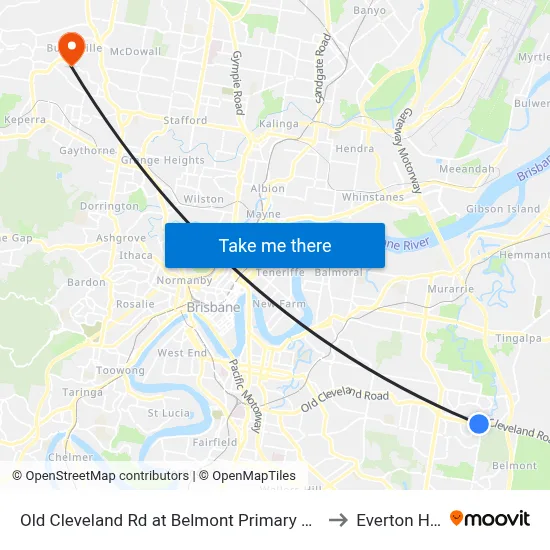 Old Cleveland Rd at Belmont Primary School to Everton Hills map