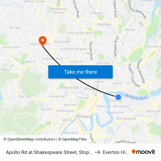 Apollo Rd at Shakespeare Street, Stop 39 to Everton Hills map