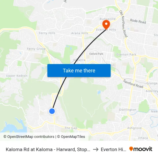 Kaloma Rd at Kaloma - Harward, Stop 38 to Everton Hills map