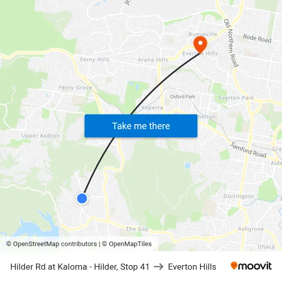 Hilder Rd at Kaloma - Hilder, Stop 41 to Everton Hills map