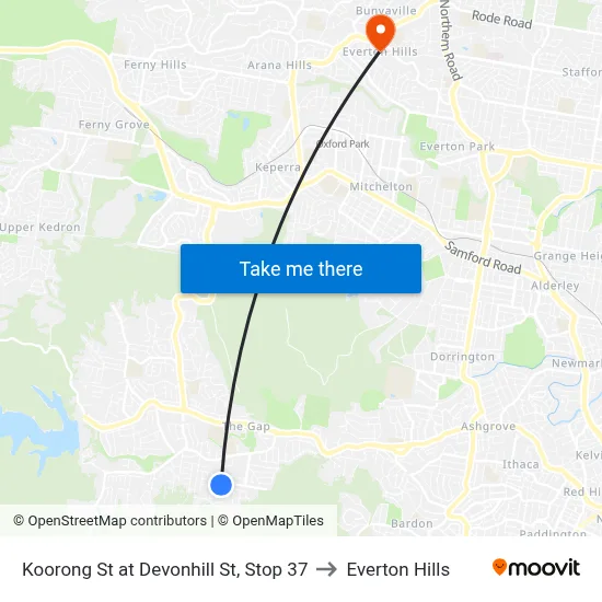 Koorong St at Devonhill St, Stop 37 to Everton Hills map