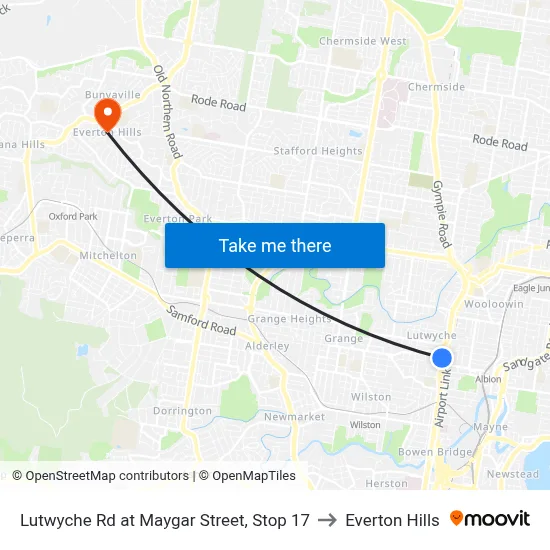 Lutwyche Rd at Maygar Street, Stop 17 to Everton Hills map