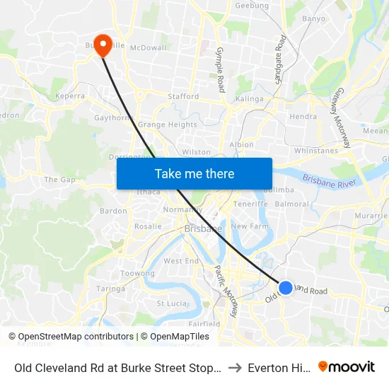 Old Cleveland Rd at Burke Street Stop 25 to Everton Hills map