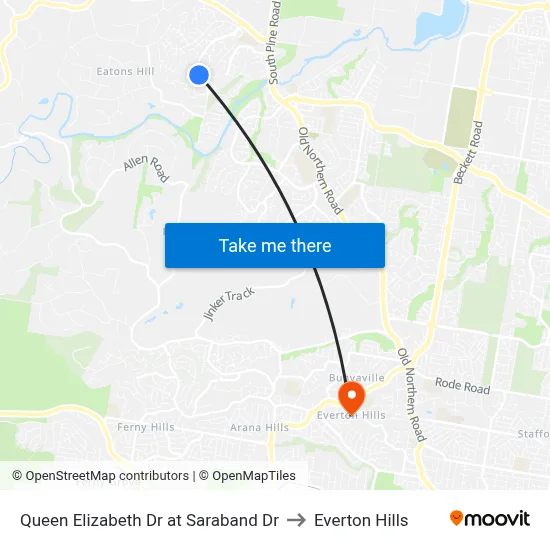 Queen Elizabeth Dr at Saraband Dr to Everton Hills map