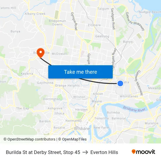 Burilda St at Derby Street, Stop 45 to Everton Hills map
