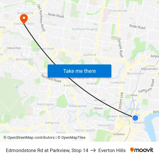 Edmondstone Rd at Parkview, Stop 14 to Everton Hills map