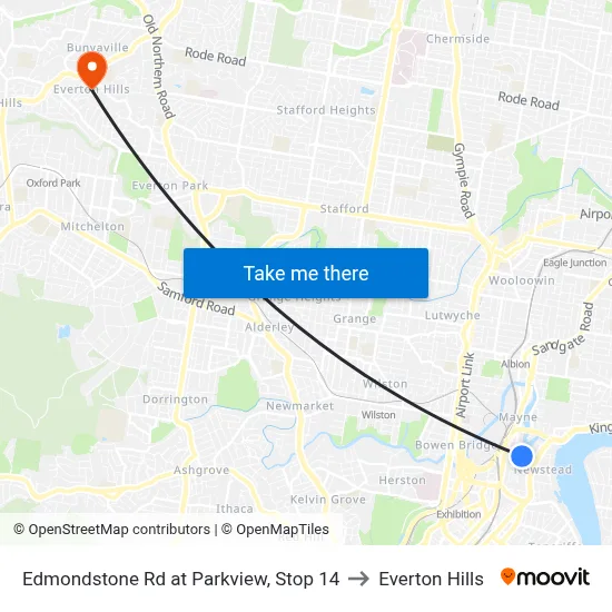Edmondstone Rd at Parkview, Stop 14 to Everton Hills map