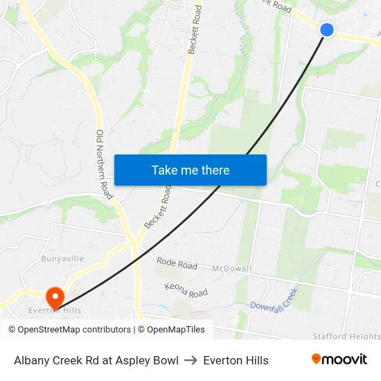 Albany Creek Rd at Aspley Bowl to Everton Hills map