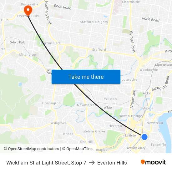 Wickham St at Light Street, Stop 7 to Everton Hills map