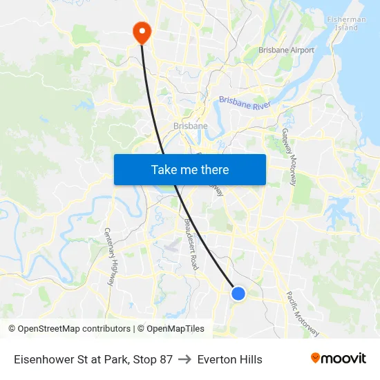 Eisenhower St at Park, Stop 87 to Everton Hills map