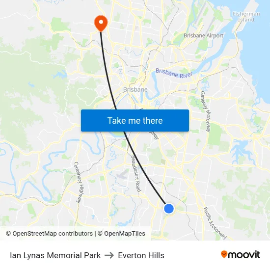 Ian Lynas Memorial Park to Everton Hills map