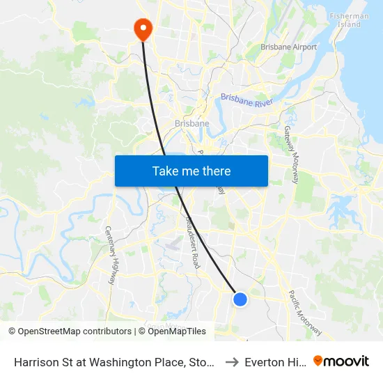 Harrison St at Washington Place, Stop 90 to Everton Hills map