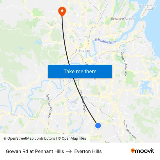 Gowan Rd at Pennant Hills to Everton Hills map