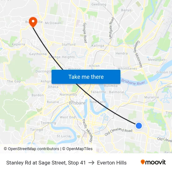 Stanley Rd at Sage Street, Stop 41 to Everton Hills map