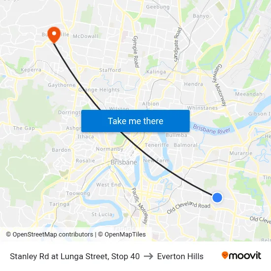 Stanley Rd at Lunga Street, Stop 40 to Everton Hills map