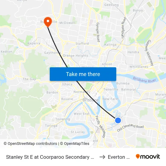 Stanley St E at Coorparoo Secondary College to Everton Hills map