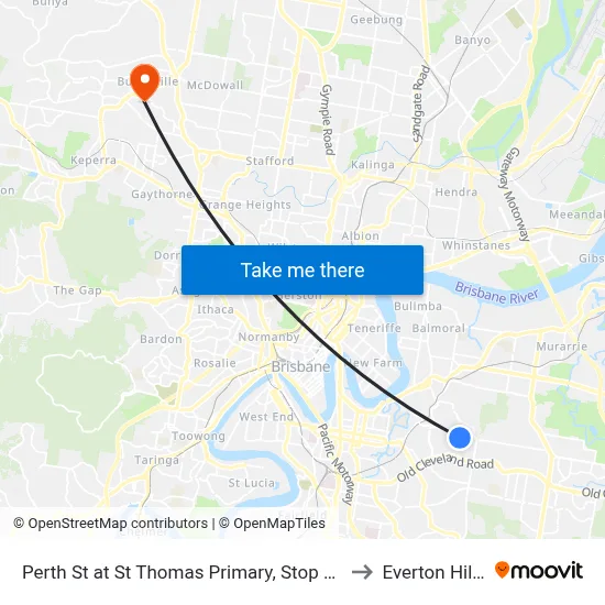 Perth St at St Thomas Primary, Stop 31 to Everton Hills map