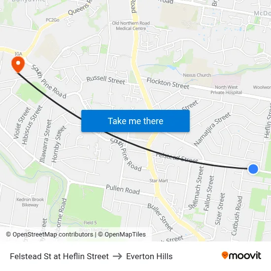 Felstead St at Heflin Street to Everton Hills map