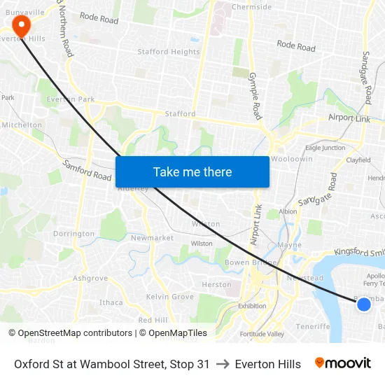 Oxford St at Wambool Street, Stop 31 to Everton Hills map