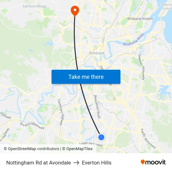 Nottingham Rd at Avondale to Everton Hills map