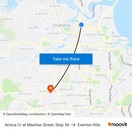 Arnica Cr at Mantias Street, Stop 56 to Everton Hills map