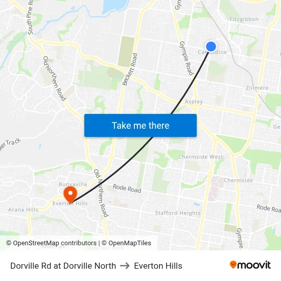 Dorville Rd at Dorville North to Everton Hills map