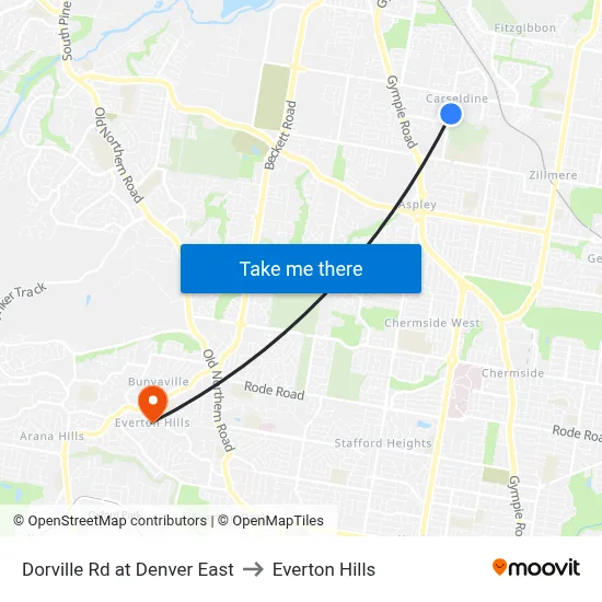 Dorville Rd at Denver East to Everton Hills map