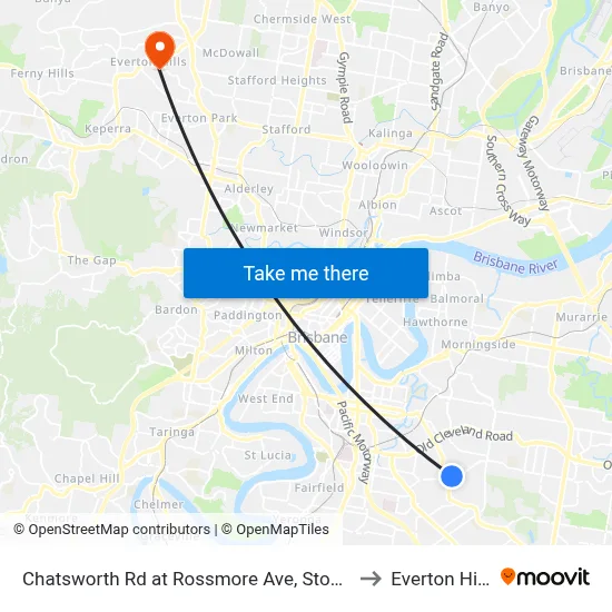 Chatsworth Rd at Rossmore Ave, Stop 32 to Everton Hills map
