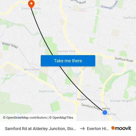Samford Rd at Alderley Junction, Stop 26 to Everton Hills map