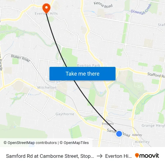 Samford Rd at Camborne Street, Stop 28 to Everton Hills map