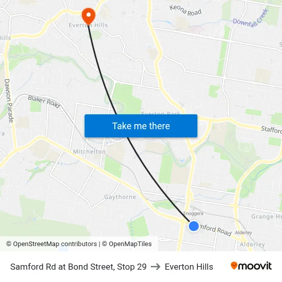 Samford Rd at Bond Street, Stop 29 to Everton Hills map