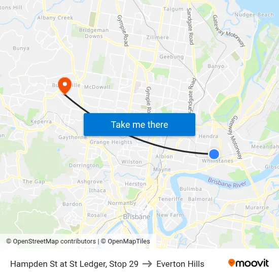 Hampden St at St Ledger, Stop 29 to Everton Hills map