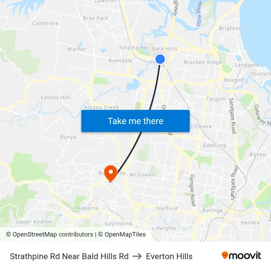 Strathpine Rd Near Bald Hills Rd to Everton Hills map