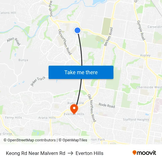 Keong Rd Near Malvern Rd to Everton Hills map