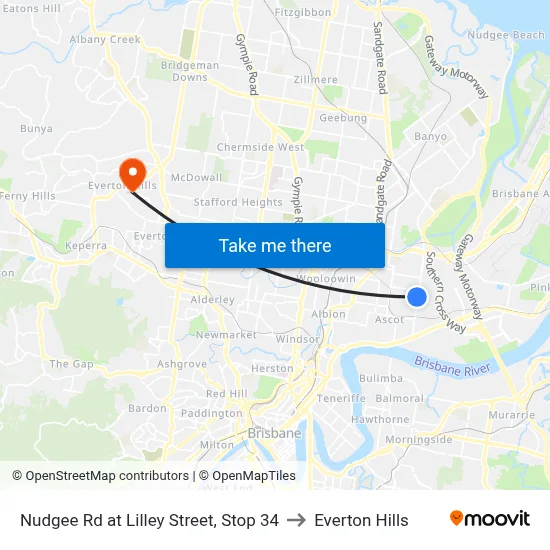 Nudgee Rd at Lilley Street, Stop 34 to Everton Hills map