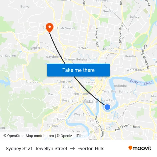 Sydney St at Llewellyn Street to Everton Hills map