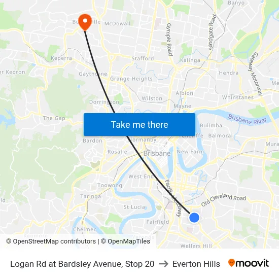 Logan Rd at Bardsley Avenue, Stop 20 to Everton Hills map