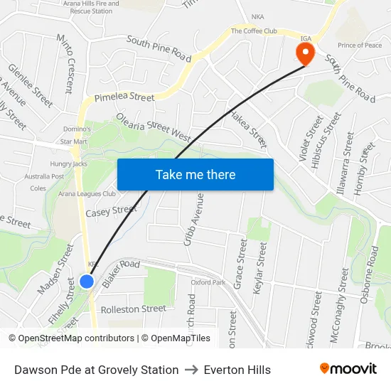 Dawson Pde at Grovely Station to Everton Hills map