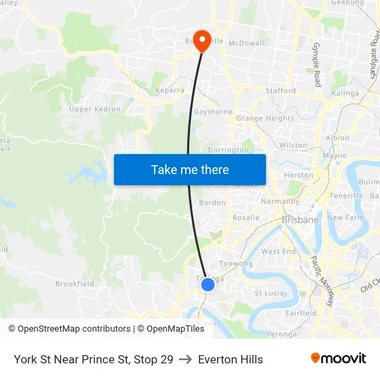 York St Near Prince St, Stop 29 to Everton Hills map