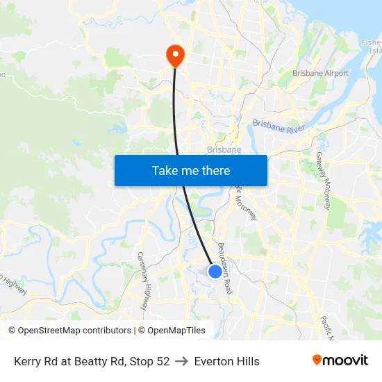 Kerry Rd at Beatty Rd, Stop 52 to Everton Hills map