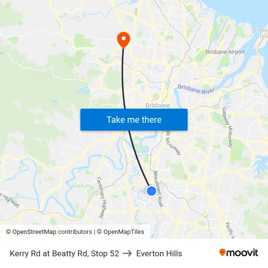 Kerry Rd at Beatty Rd, Stop 52 to Everton Hills map