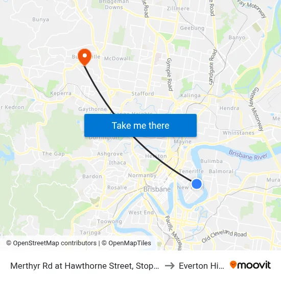 Merthyr Rd at Hawthorne Street, Stop 13 to Everton Hills map