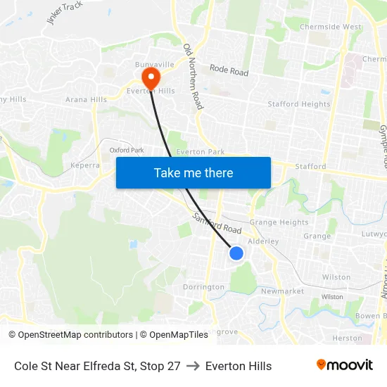 Cole St Near Elfreda St, Stop 27 to Everton Hills map