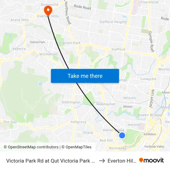 Victoria Park Rd at Qut Victoria Park Rd to Everton Hills map