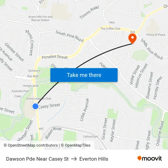 Dawson Pde Near Casey St to Everton Hills map