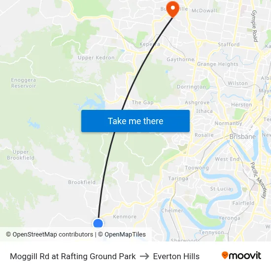 Moggill Rd at Rafting Ground Park to Everton Hills map