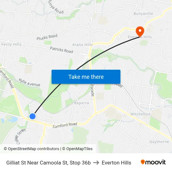Gilliat St Near Camoola St, Stop 36b to Everton Hills map
