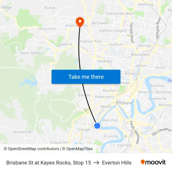 Brisbane St at Kayes Rocks, Stop 15 to Everton Hills map