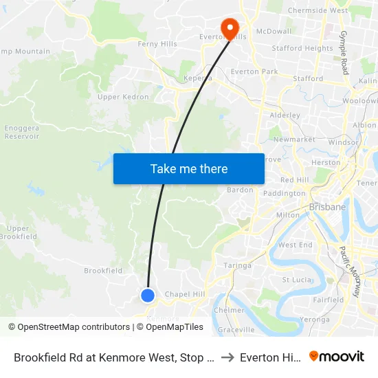 Brookfield Rd at Kenmore West, Stop 37 to Everton Hills map
