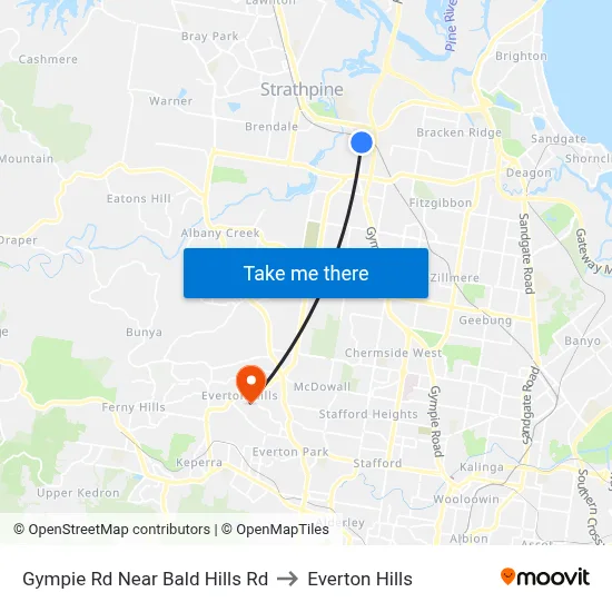 Gympie Rd Near Bald Hills Rd to Everton Hills map